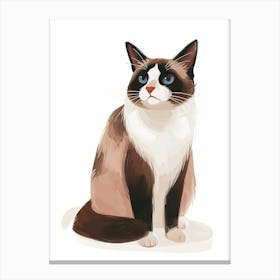 Snowshoe Cat Clipart Illustration 3 Canvas Print