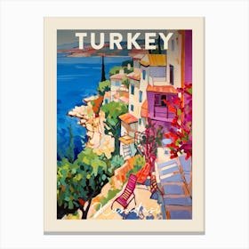 Kusadasi Turkey 4 Fauvist Painting  Travel Poster Canvas Print