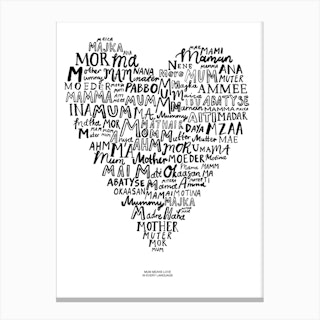 Mum Means Love In Every Language Canvas Print