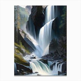 Stalheimskleiva Waterfall, Norway Peaceful Oil Art  (1) Canvas Print