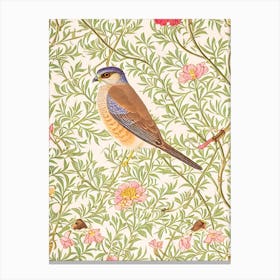 Eurasian Sparrowhawk William Morris Style Bird Canvas Print