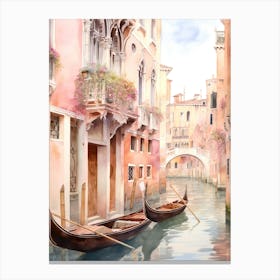 Canal With Gondolas Canvas Print