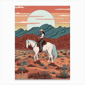 Cowgirl Riding A Horse In The Desert 7 Canvas Print