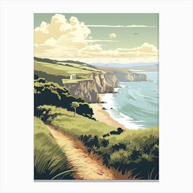 South West Coast Path England 4 Vintage Travel Illustration Canvas Print