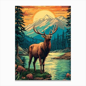 Elk In The Mountains Canvas Print