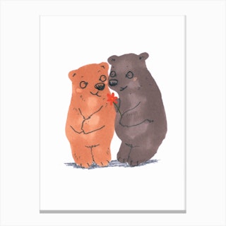 Bears And Flower Canvas Print
