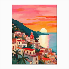 Amalfi Coast Italy Sunrise Painting Travel Canvas Print