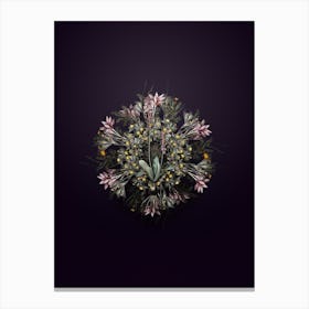 Vintage Scilla Obtusifolia Floral Wreath on Royal Purple n.0277 Canvas Print