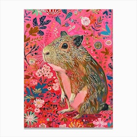 Floral Animal Painting Guinea Pig 4 Canvas Print