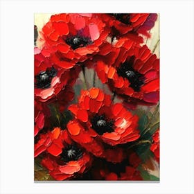 Red Poppies Vibrant Oil Painting in HD Canvas Print