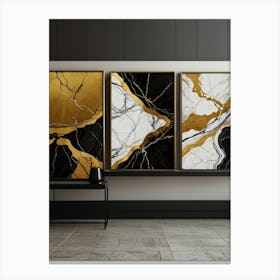 Gold And Black Marble Wall Art 2 Canvas Print