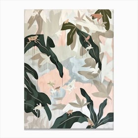 Frogs Pastels Jungle Illustration 2 Canvas Print