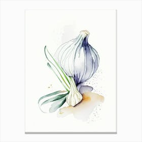 Garlic Herb Minimalist Watercolour 2 Canvas Print