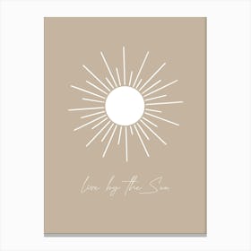 Live By the Sun, Beige Floral Sun, Boho 1 Canvas Print