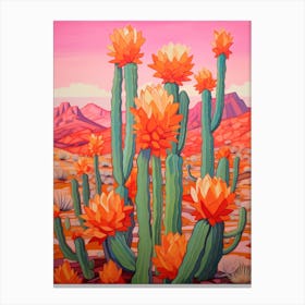 Cactus In The Desert Painting Trichocereus 1 Canvas Print