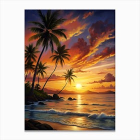 Sunset At The Beach 1 Canvas Print