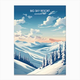 Poster Of Big Sky Resort   Montana, Usa   Colorado, Usa, Ski Resort Illustration 0 Canvas Print