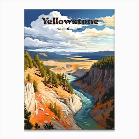 Yellowstone National Park Grand Prismatic Hot Spring Travel Art Canvas Print