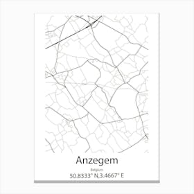 Anzegem,Belgium Minimalist Map Canvas Print