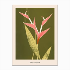 Pink & Green Heliconia 3 Flower Poster Canvas Print