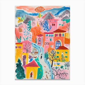 Tehran, Dreamy Storybook Illustration 4 Canvas Print