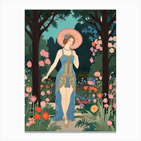 Girl In A Garden Canvas Print