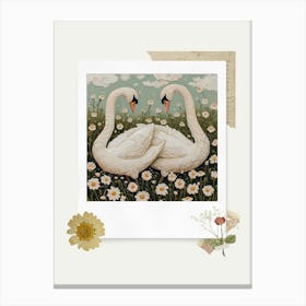 Scrapbook Swans Fairycore Painting 3 Canvas Print