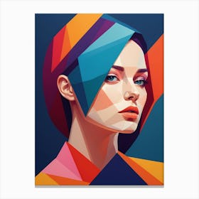 Colorful Geometric Woman Portrait Low Poly (15) Canvas Print
