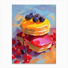 Pancake With Berries Oil Painting 1 Canvas Print