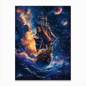 Fantasy Ship Floating in the Galaxy 14 Canvas Print