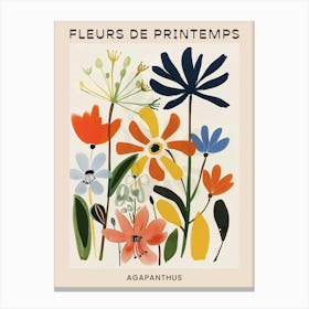 Spring Floral French Poster  Agapanthus 1 Canvas Print