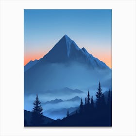 Misty Mountains Vertical Composition In Blue Tone 220 Canvas Print