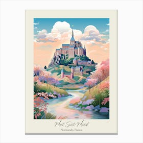 Mont Saint Michel   Normandy, France   Cute Botanical Illustration Travel 1 Poster Canvas Print