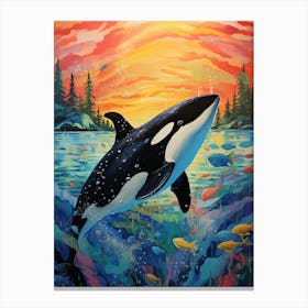 Surreal Orca Whale And Forest 1 Canvas Print