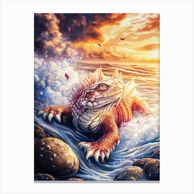 Lizard In The Ocean Canvas Print