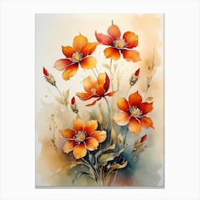 A Bunch Of Blooming Flowers Painting (27) Canvas Print