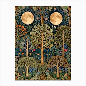 William Morris Print Moonlight In The Woods 2 Canvas Print