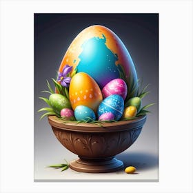 Easter Eggs In A Bowl Canvas Print