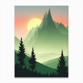 Misty Mountains Vertical Composition In Green Tone 191 Canvas Print