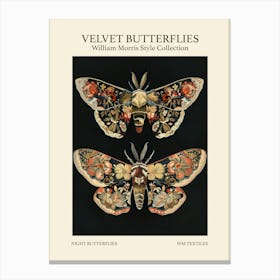 Velvet Butterflies Collection Night Butterflies William Morris Style 4 Canvas Print