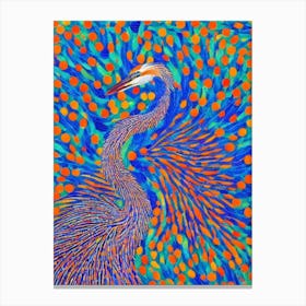 Great Blue Heron Yayoi Kusama Style Illustration Bird Canvas Print