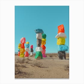 Seven Magic Mountains With Blue Sky In Las Vegas Nevada Canvas Print