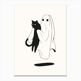 Ghost & Cat Halloween Poster Canvas Print