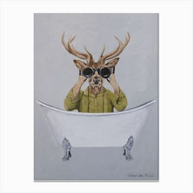 Deer In Bathtub Canvas Print