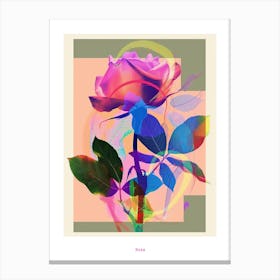 Rose 8 Neon Flower Collage Poster Canvas Print