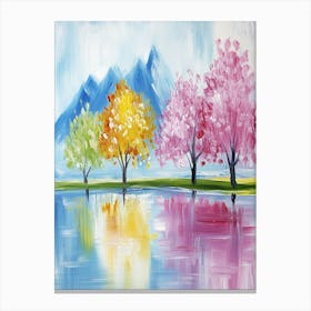 Spring Trees By The Lake Canvas Print