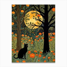 William Morris Cat In The Moonlight 37 Canvas Print