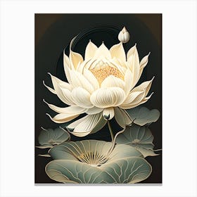 White Lotus Retro Illustration 1 Canvas Print