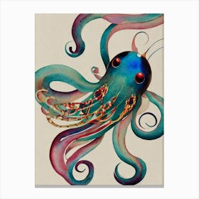 Firefly Squid Vintage Graphic Watercolour Canvas Print