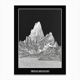 Tryfan Mountain Line Drawing 8 Poster Canvas Print